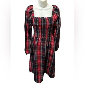 Draper James Red and Black Plaid Midi Dress